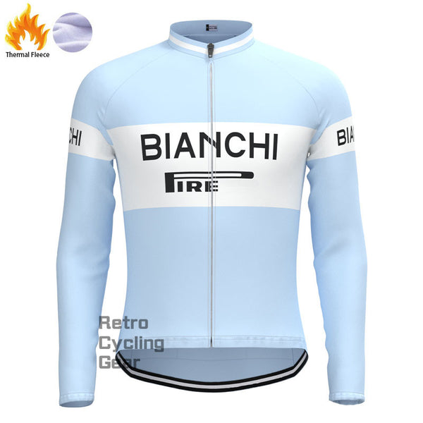 Bianchi Baby blue Fleece Retro Long Sleeves Jerseys