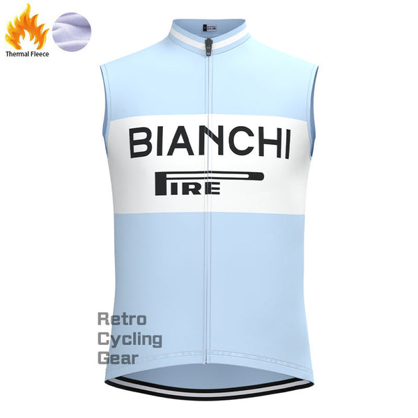Bianchi Baby blue Fleece Retro Cycling Vest