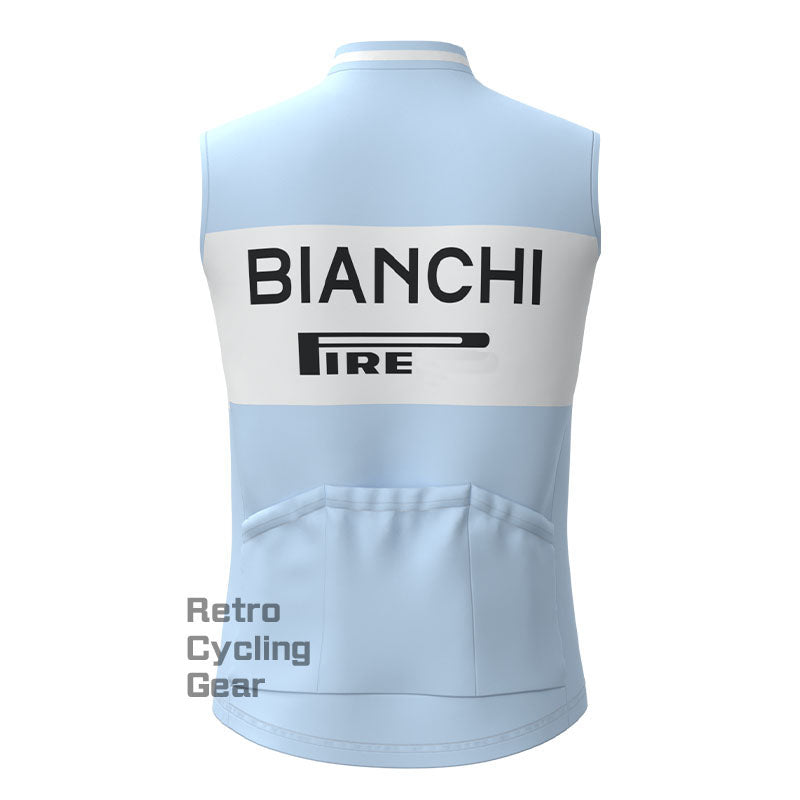 Bianchi Baby blue Fleece Retro Cycling Vest