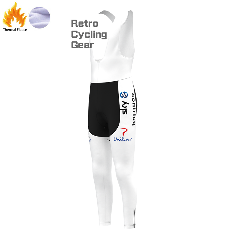 white sky Fleece Retro Long Cycling Kits