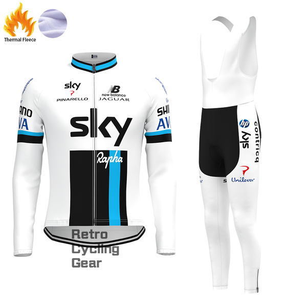 white sky Fleece Retro Long Cycling Kits