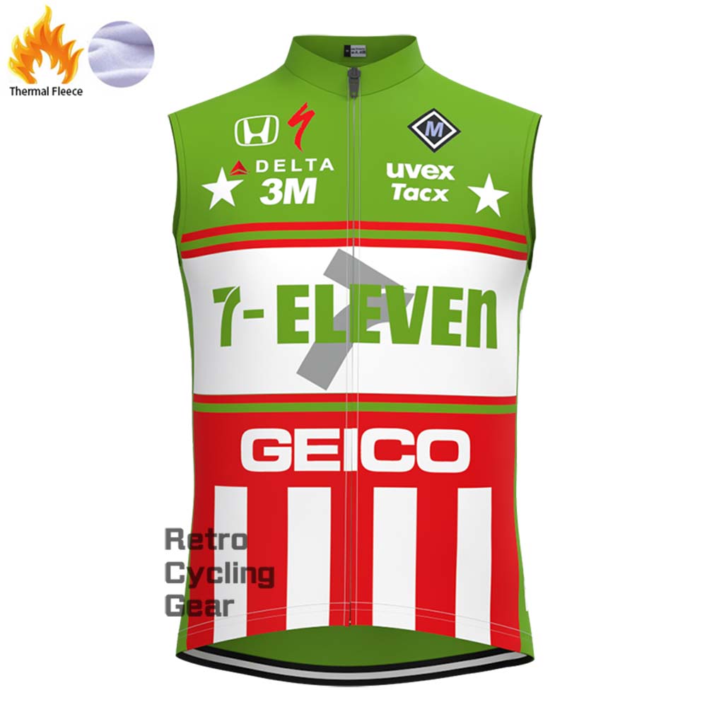 7-ELEVEN Green Fleece Retro Long Cycling Kits