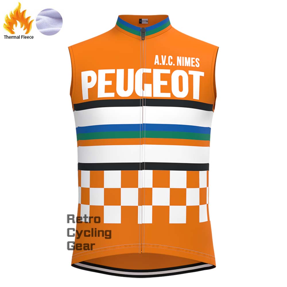 Orange PEUGEOT Fleece Retro Long Cycling Kits