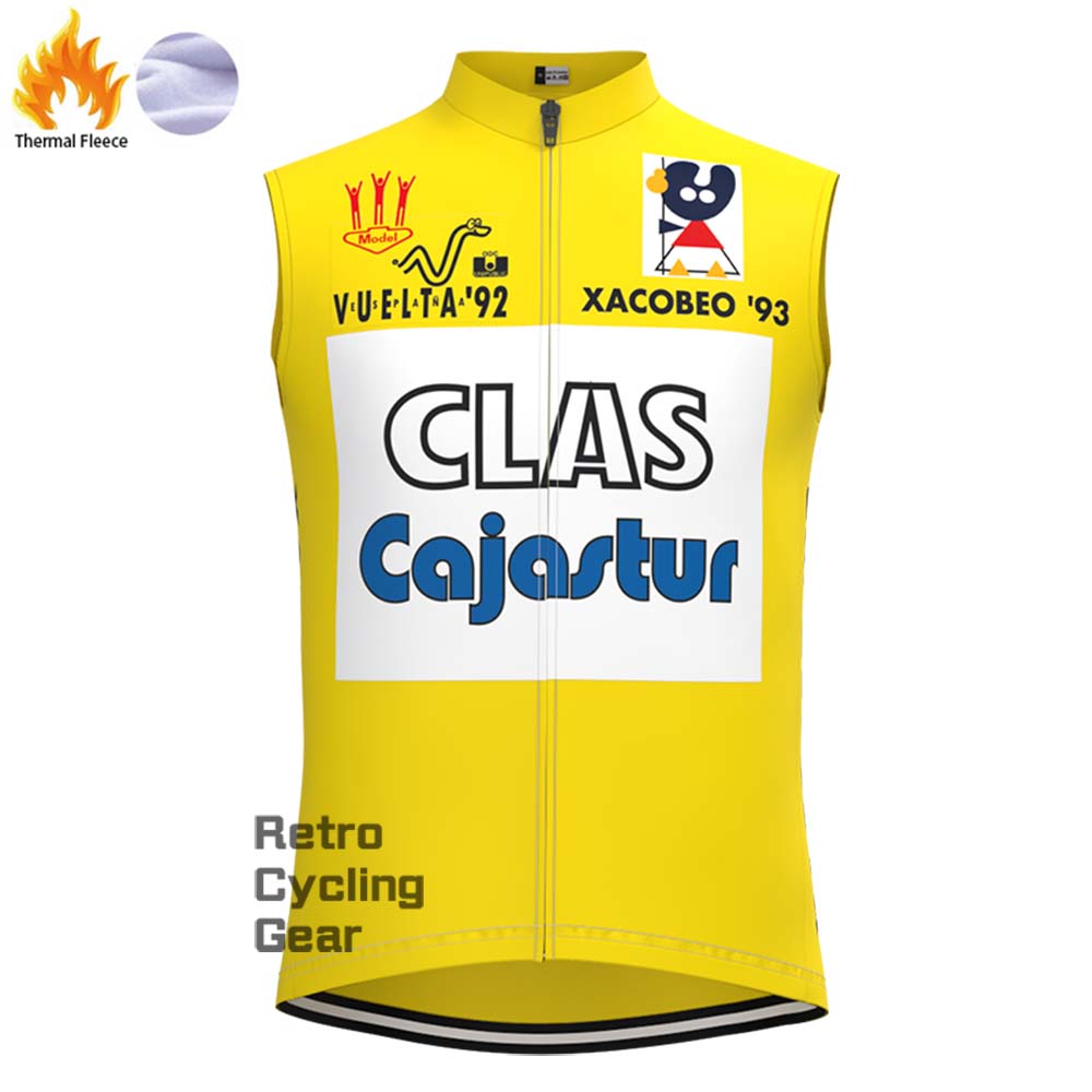 CLAS Yellow Fleece Retro Cycling Vest