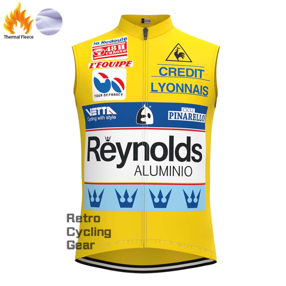 1990s yellow Reynolds Fleece Retro Cycling Vest