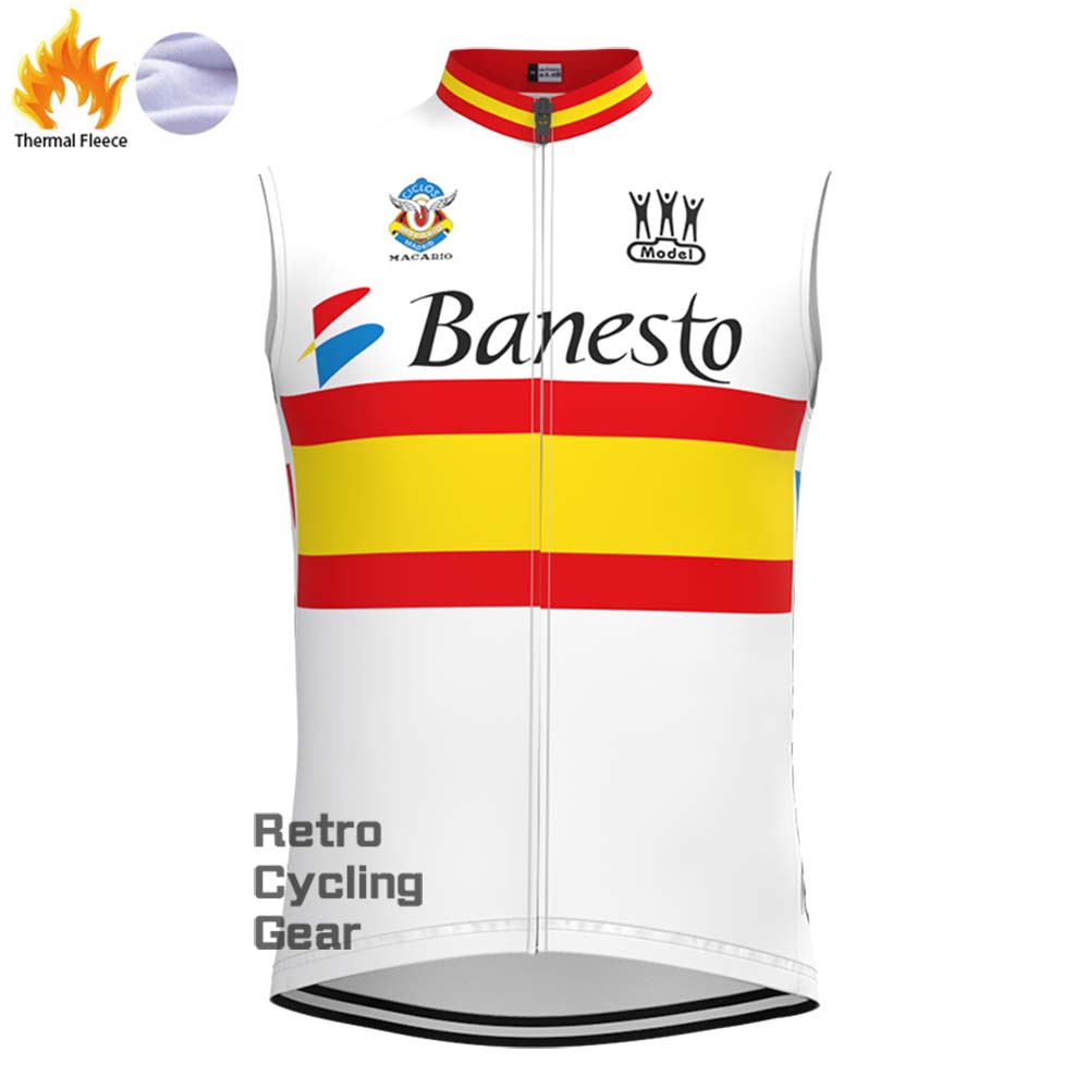 White Banesto Fleece Retro Long Cycling Kits