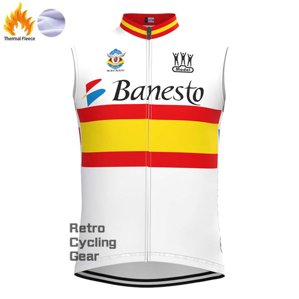 White Banesto Fleece Retro Cycling Vest