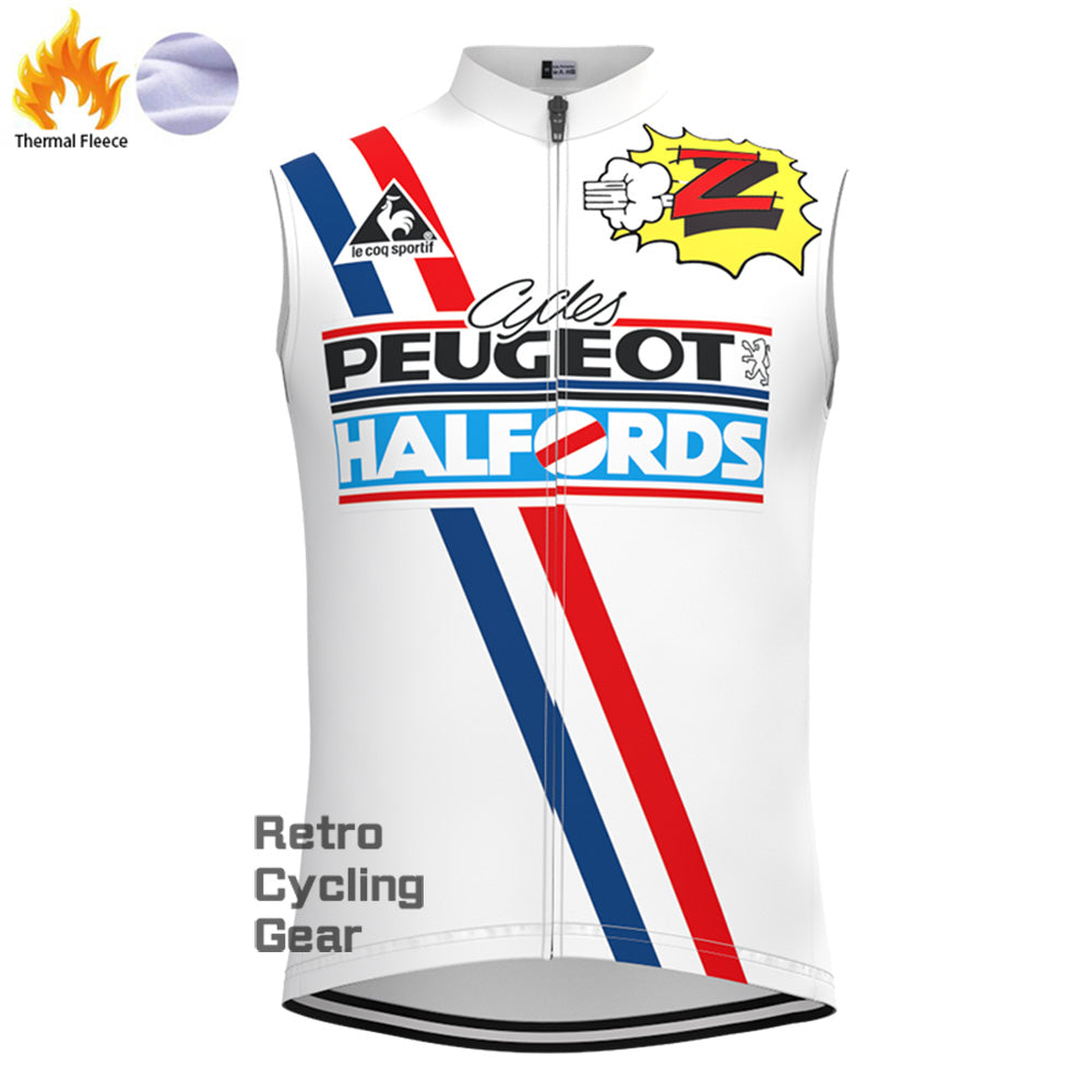 PEUGEOT Halfords Fleece Retro Cycling Vest