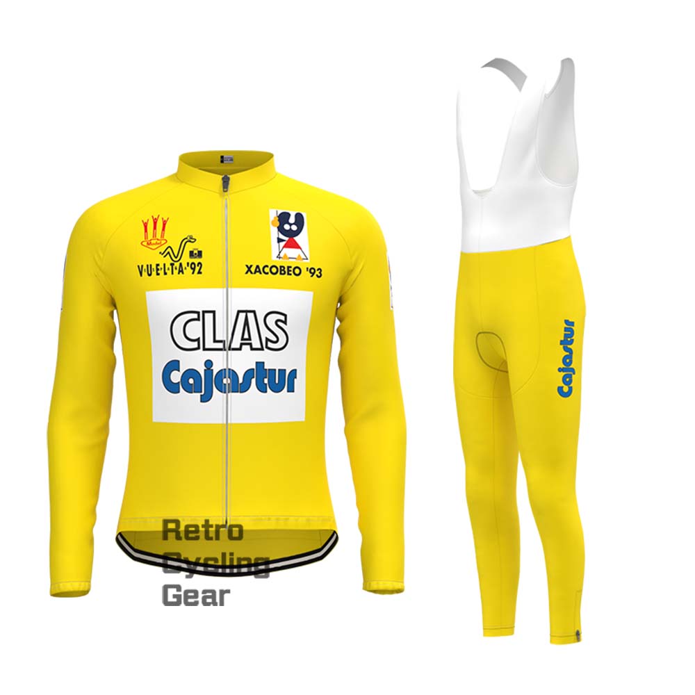 CLAS Yellow Retro Short Sleeve Cycling Kits