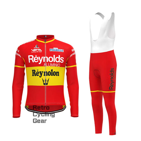 1990s Red Reynolds Retro Long Sleeve Cycling Kits