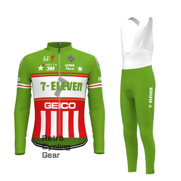 7-ELEVEN Green Retro Long Sleeve Cycling Kits