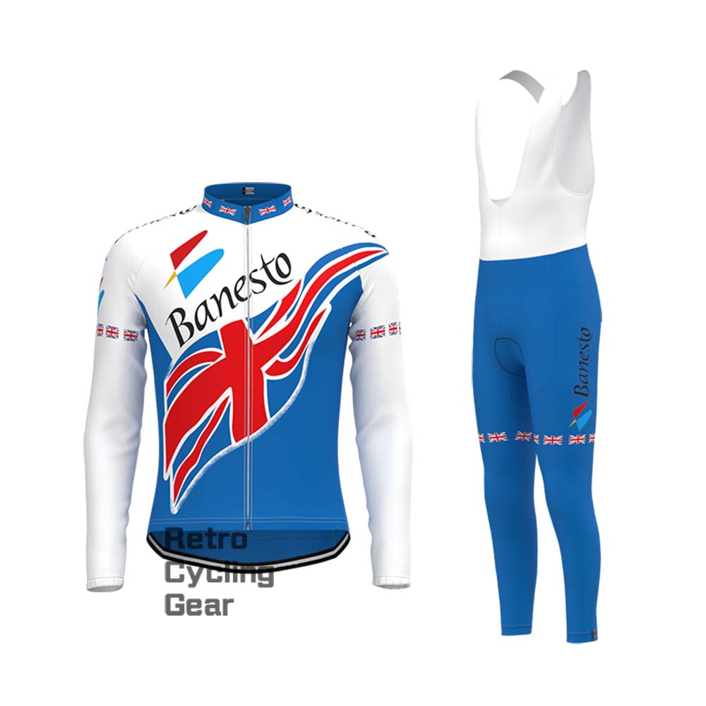 Banesto blue Retro Long Sleeve Cycling Kits