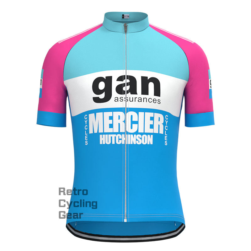 gan Blau-Rosa Retro-Langarm-Radsport-Set