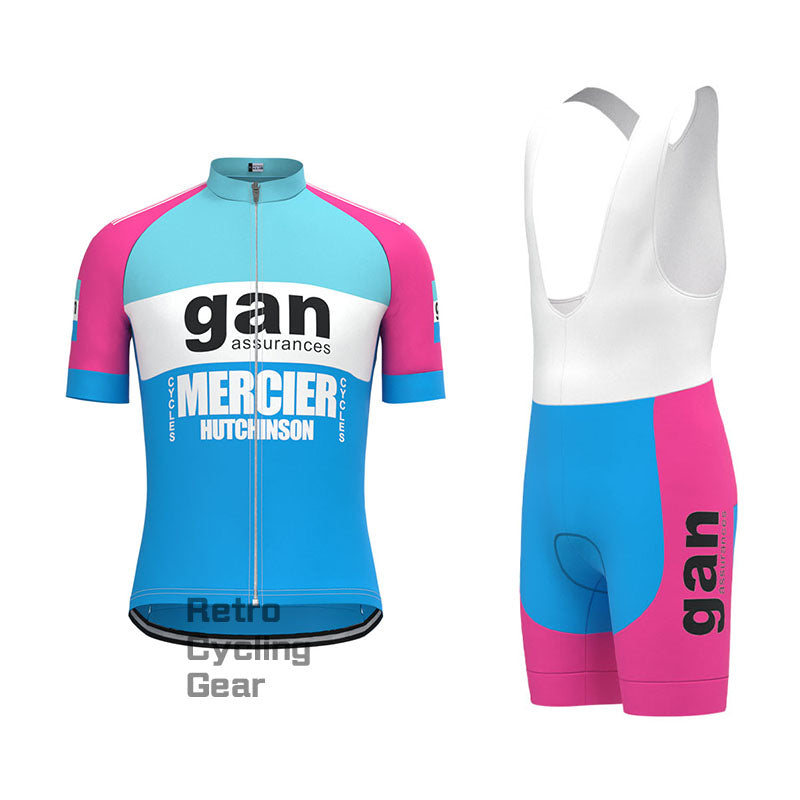 gan Blau-Rosa Retro-Langarm-Radsport-Set