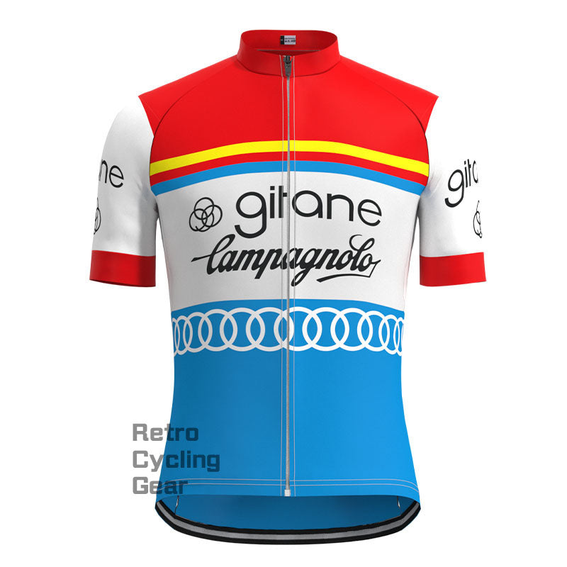 Gitane Rot Blau Retro Langarm-Radsport-Set