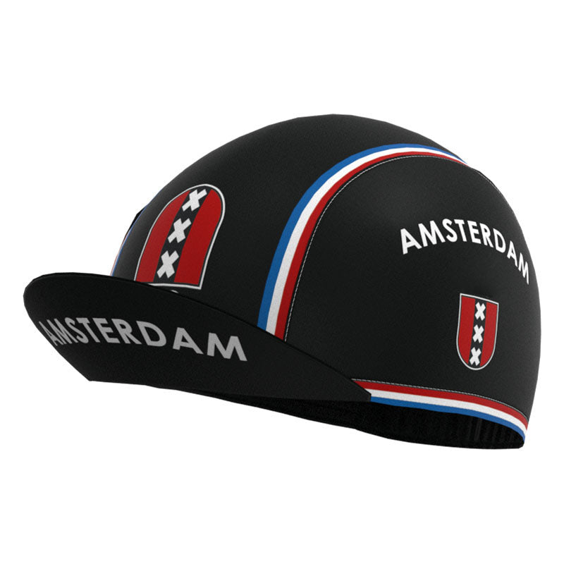 Amsterdam Schwarzes Retro-Kurzarm-Radsport-Set