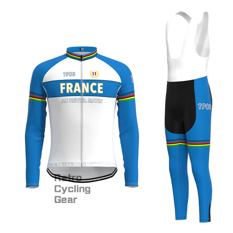 France Retro Kurzarm-Radsport-Set