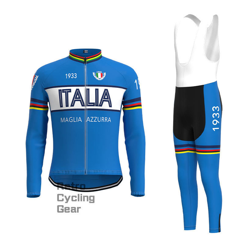 Maglia Azzurra Italia Retro Kurzarm-Radsport-Set