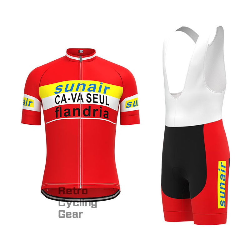 Sunair Rot-Gelbes Retro-Langarm-Radsport-Set