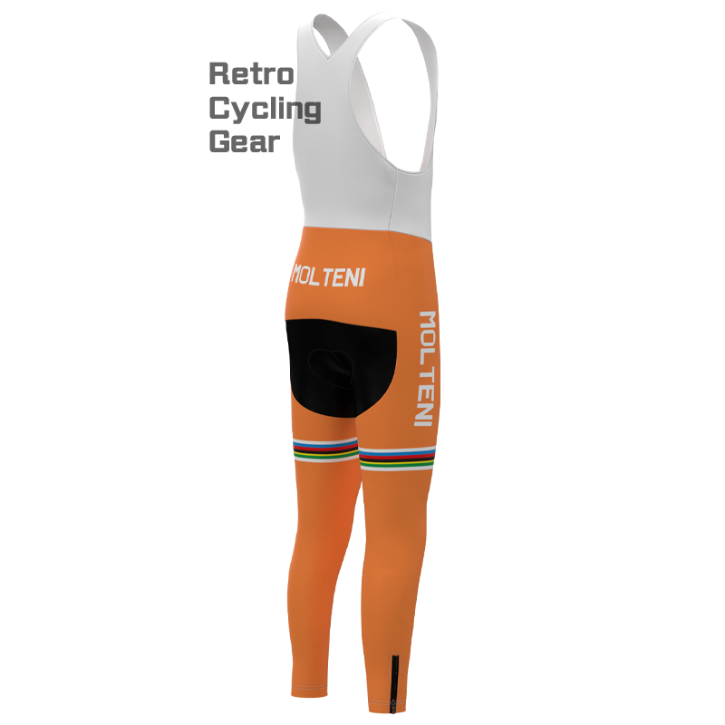 MOLTENI Orange-weiße Fleece-Retro-Radsport-Sets