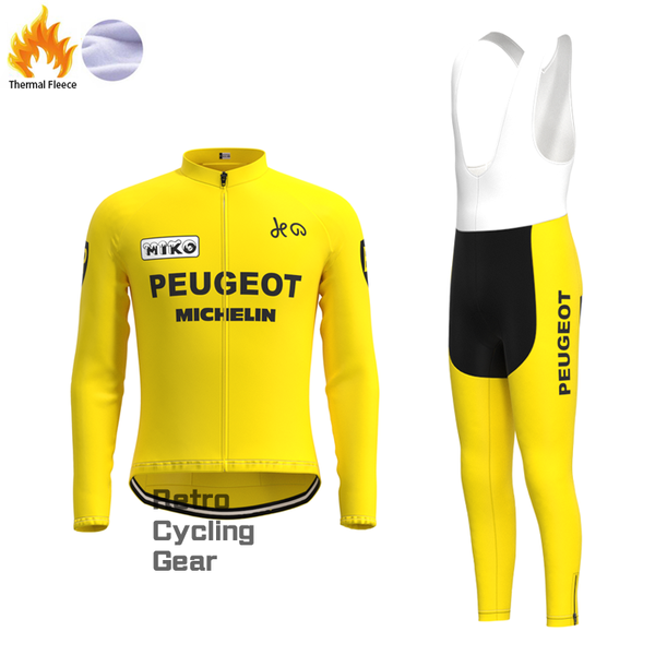 Peugeot Yellow 2 Fleece Retro Cycling Kits