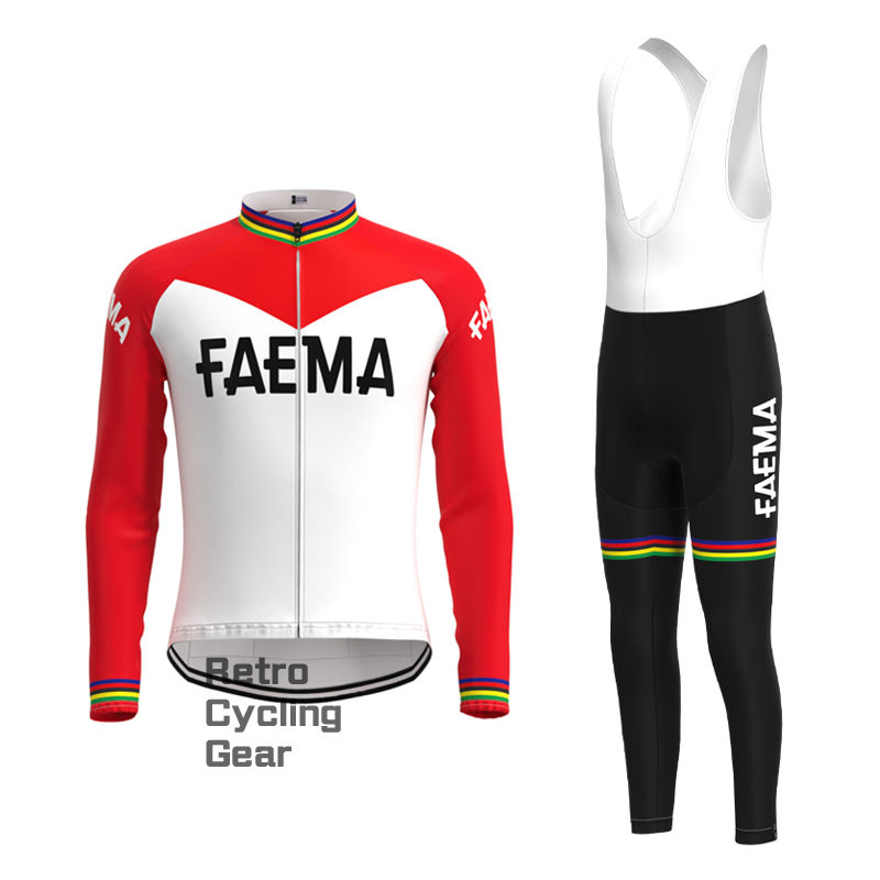 FAEMA White Retro Long Sleeve Cycling Kit