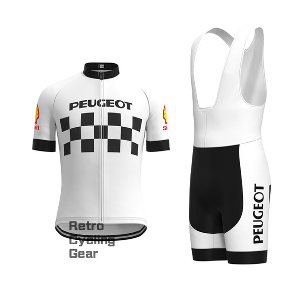 PEUGEOT White Retro Short Sleeve Cycling Kit