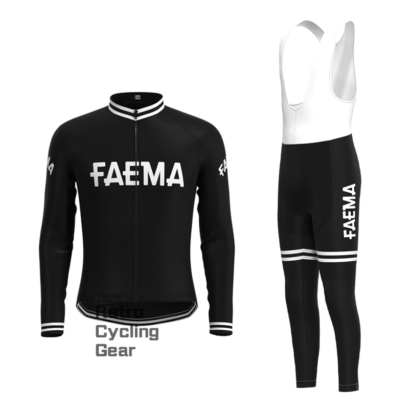 FAEMA Black Retro Long Sleeve Cycling Kit