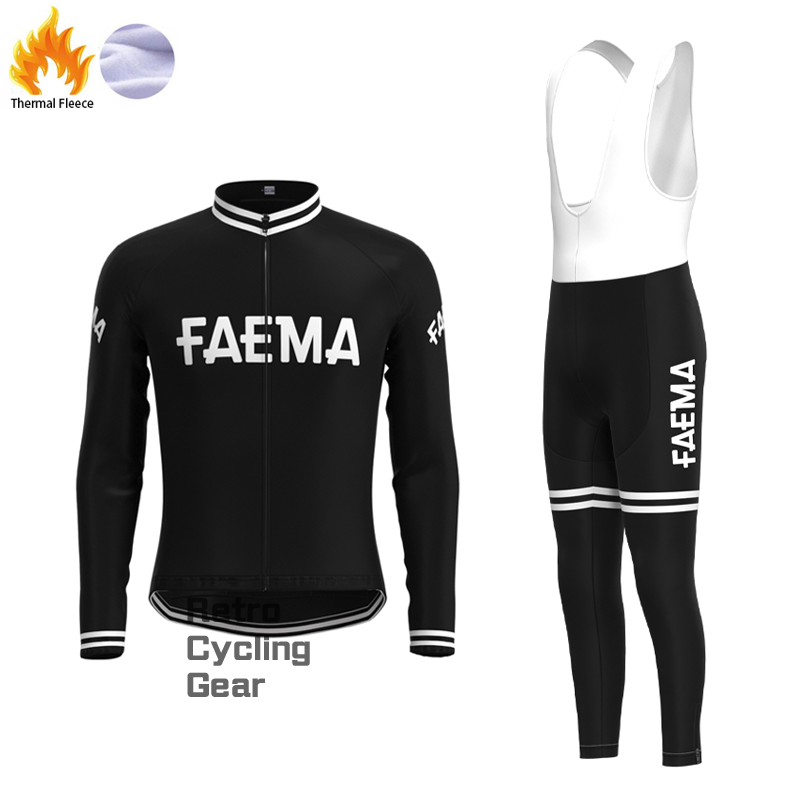 FAEMA Retro-Radsport-Sets aus schwarzem Fleece