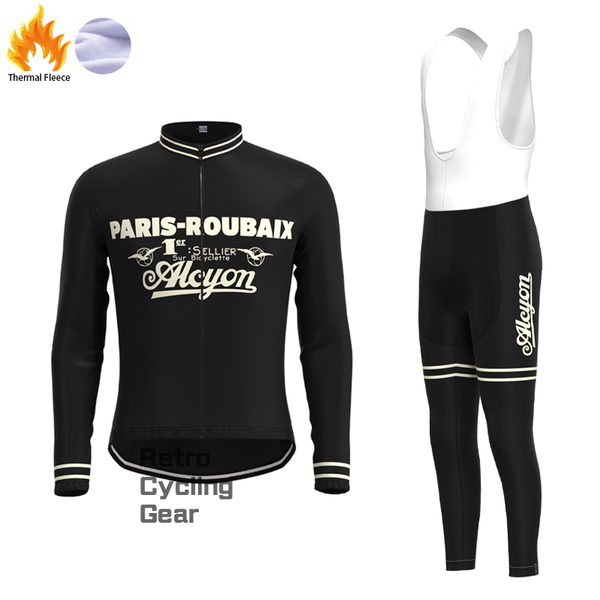 Paris Roubaix Retro-Radtrikots aus schwarzem Fleece