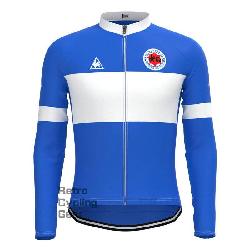 Tour de France Blue Retro Long Sleeve Cycling Kit