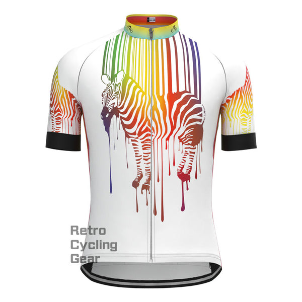 Rainbow Zebra Short Sleeves Cycling Jersey