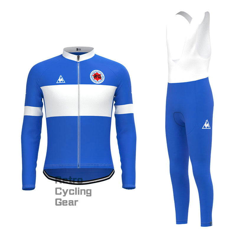 Tour de France Blaues Retro-Langarm-Radsport-Set