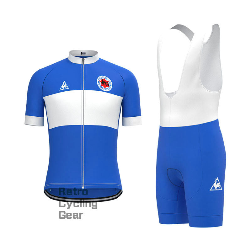 Tour de France Blaues Retro-Kurzarm-Radsport-Set