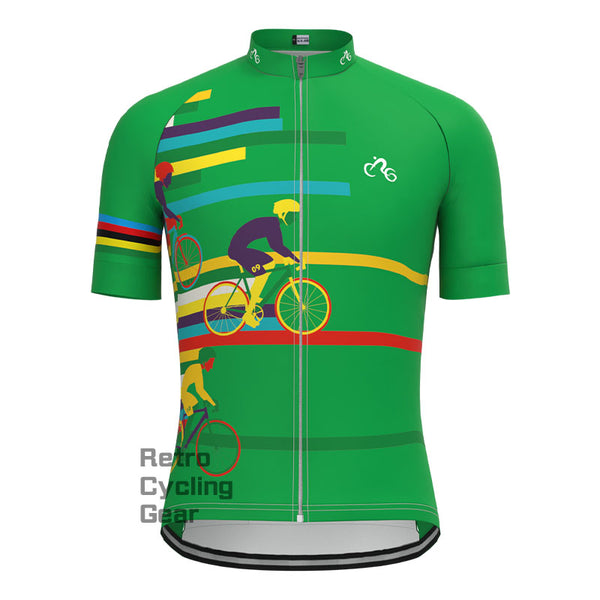 Green Shirt Short Sleeves Cycling Jersey
