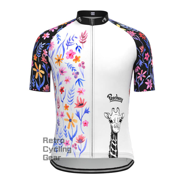 Giraffe with flowers Cycling Short Sleeves Cycling Jersey