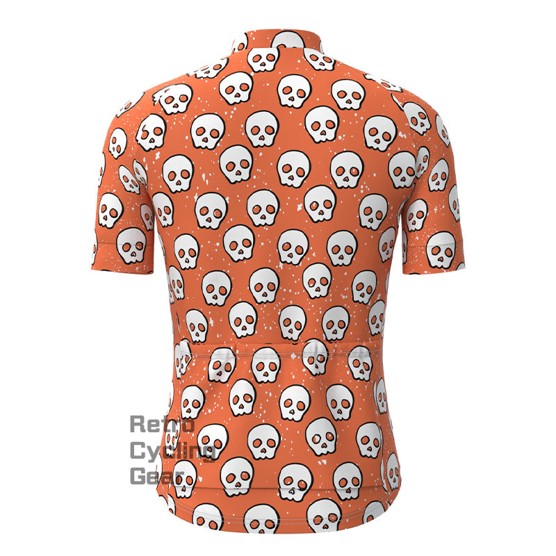Orange Cartoon Skull Short Sleeves Cycling Jersey