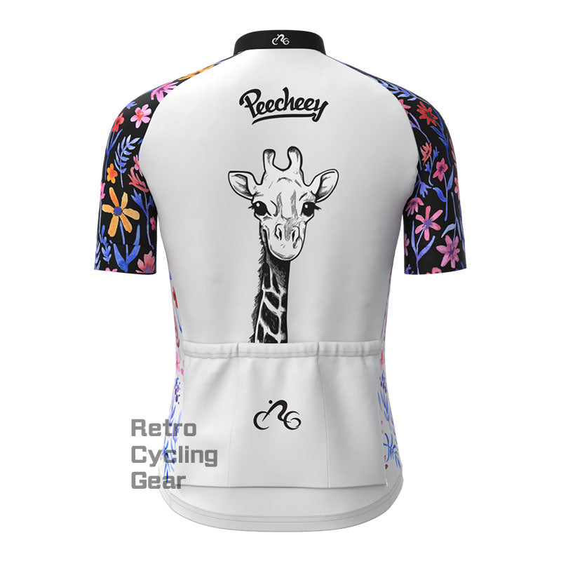 Giraffe with flowers Cycling Short Sleeves Cycling Jersey
