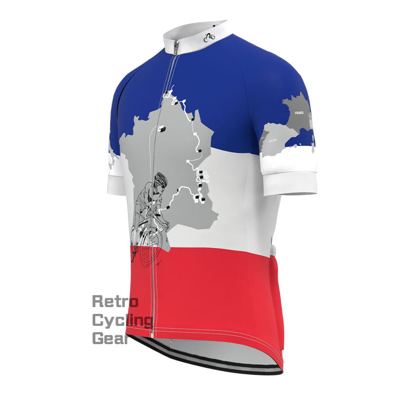 Frankreich Cycling Map Kurzarm-Radtrikot