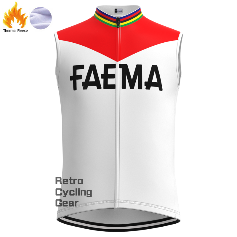 FAEMA Retro-Radsportweste aus weißem Fleece