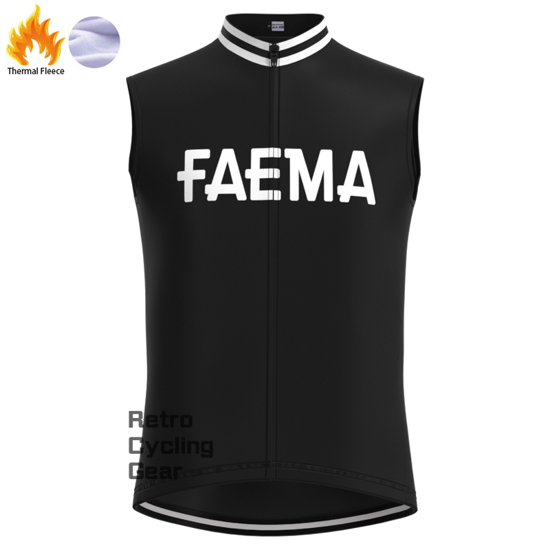 FAEMA Retro-Radsportweste aus schwarzem Fleece
