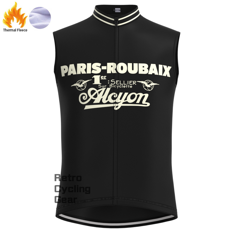Paris Roubaix Schwarze Fleece-Retro-Radweste