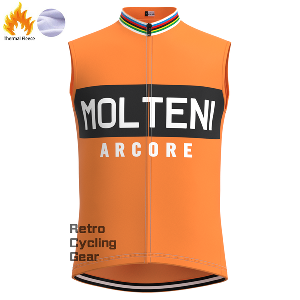 MOLTENI Orange White Fleece Retro Cycling Vest