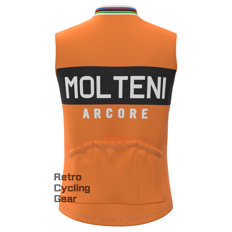 MOLTENI Orange White Fleece Retro Cycling Vest