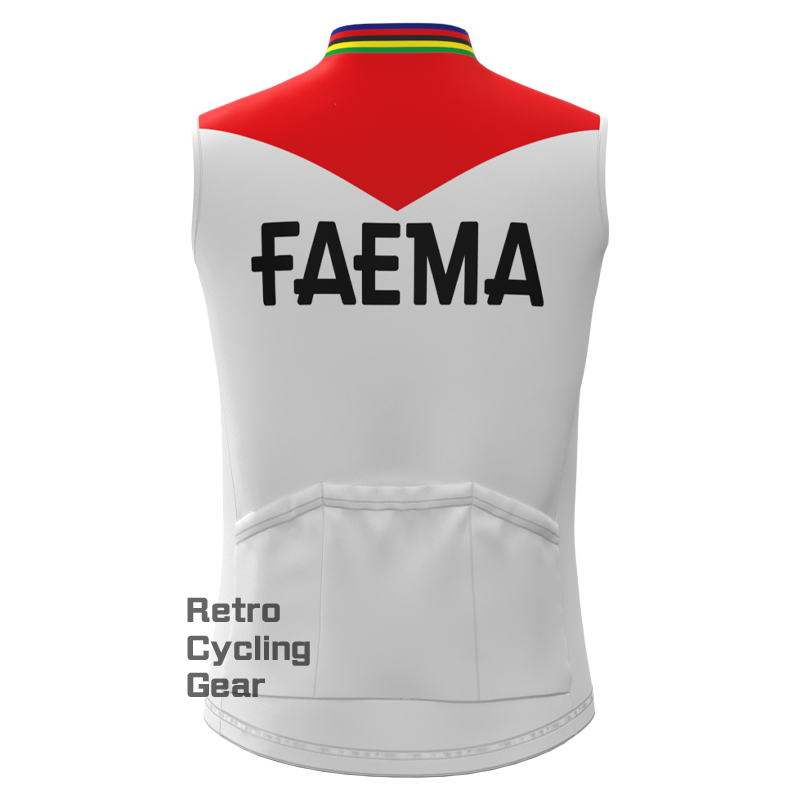 FAEMA Retro-Radsportweste aus weißem Fleece