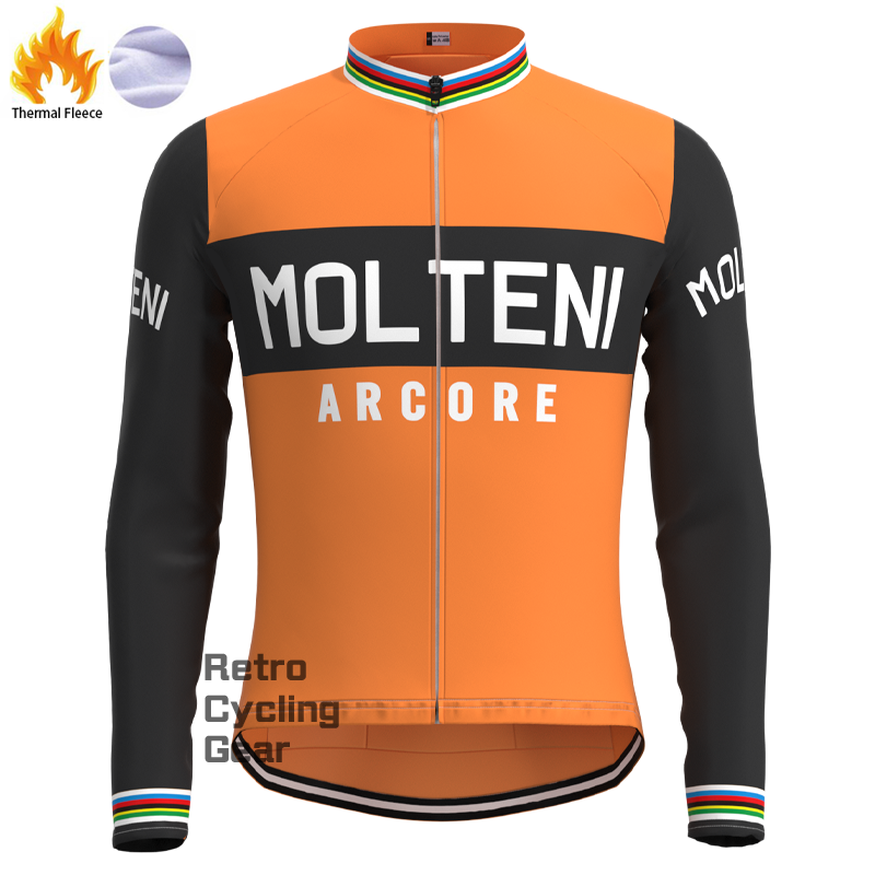 MOLTENI Orange White Fleece Retro Cycling Kits