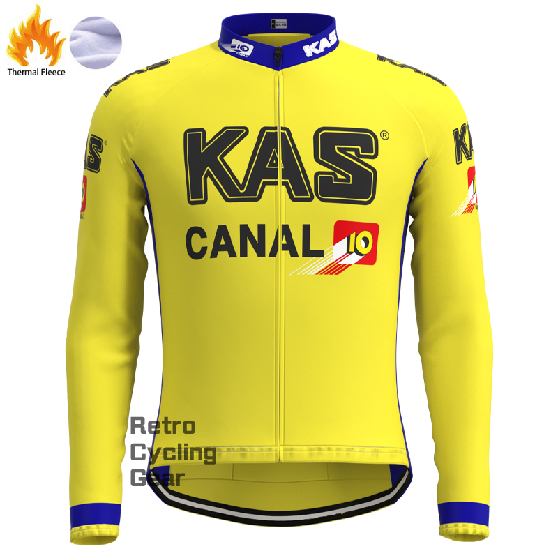 KAS Gelbe Fleece-Retro-Radsport-Sets