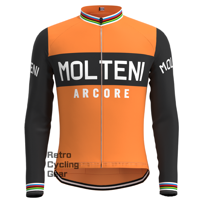MOLTENI Orange White Retro Long Sleeve Cycling Kit
