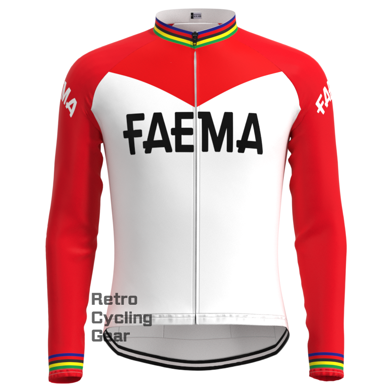 FAEMA White Retro Long Sleeve Cycling Kit