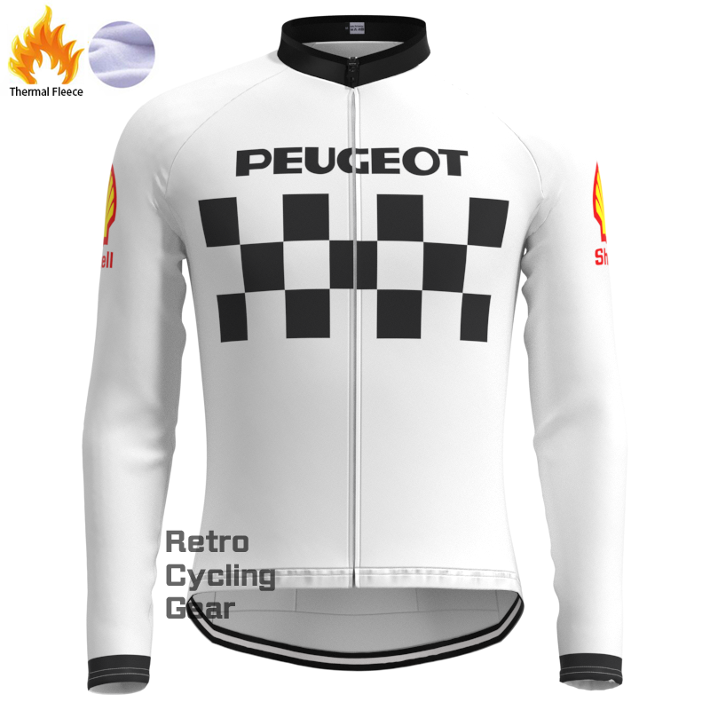 PEUGEOT White Fleece Retro Cycling Kits